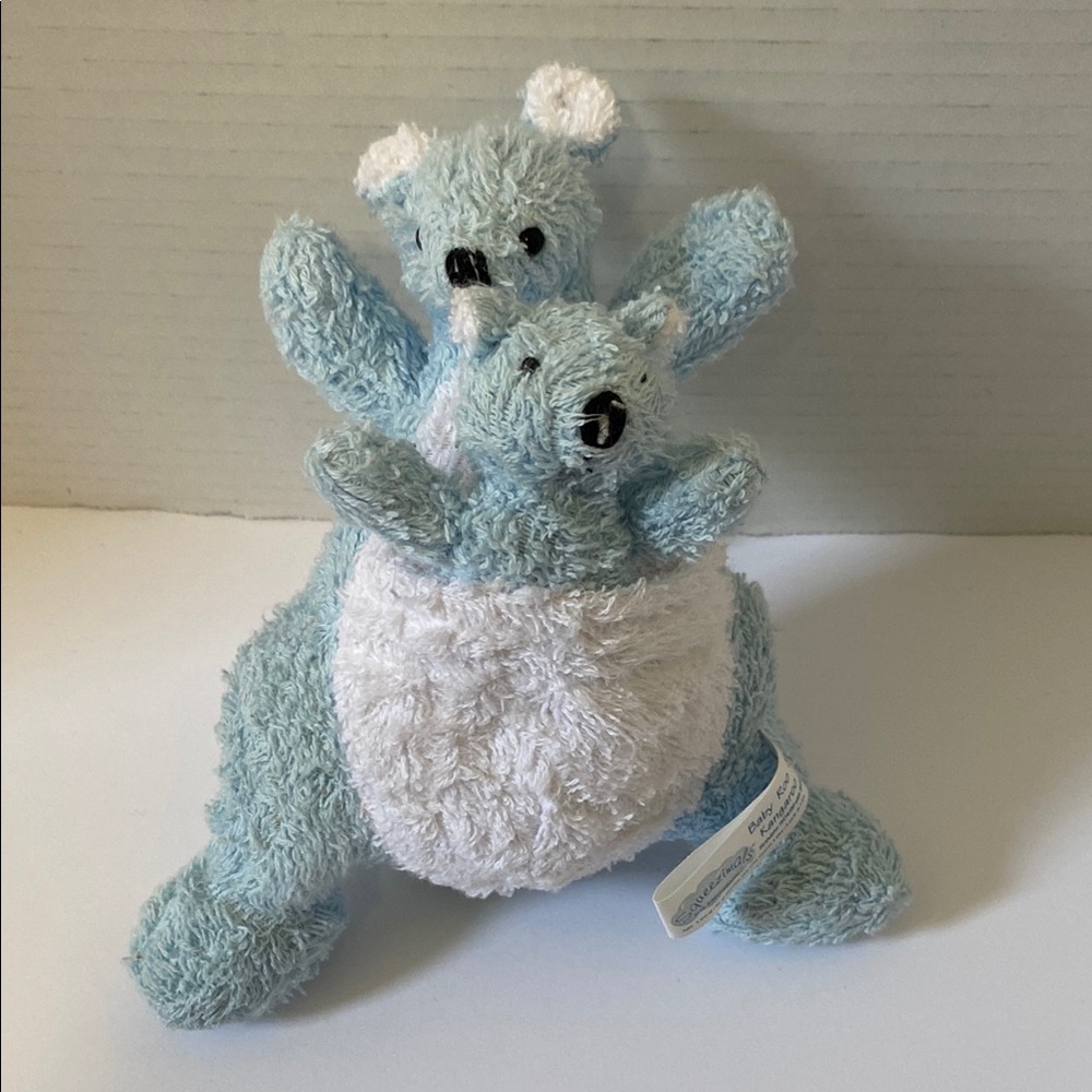 Vintage SnS International Squeezimals Baby Roo and Kangaroo Plush Terrycloth